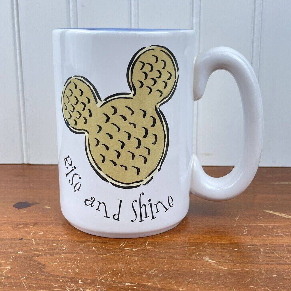 Disney Store Mickey Mouse Rise and Shine Waffle Ears White Blue Mugs 16oz New